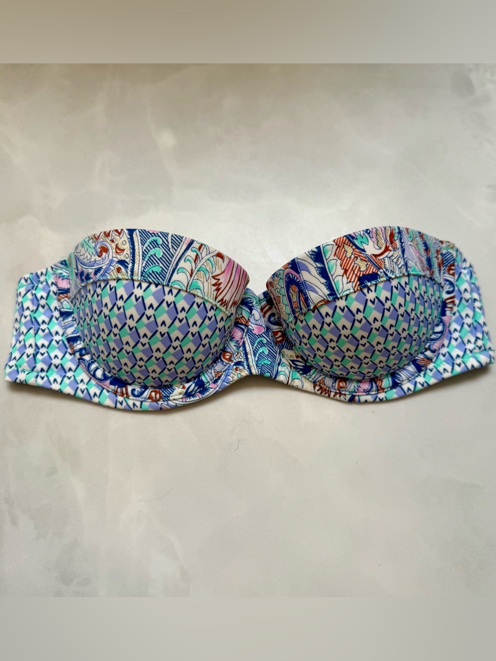 Victoria’s Secret Blue Paisley Underwire Push up Balconette Bikini top